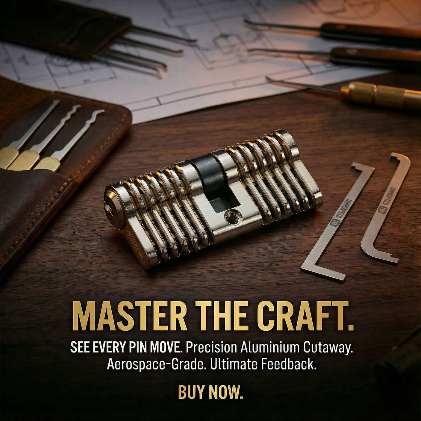 Practice Lock, Repinnable, Progressive, Aluminum, Cutaway Training by Dangerfield