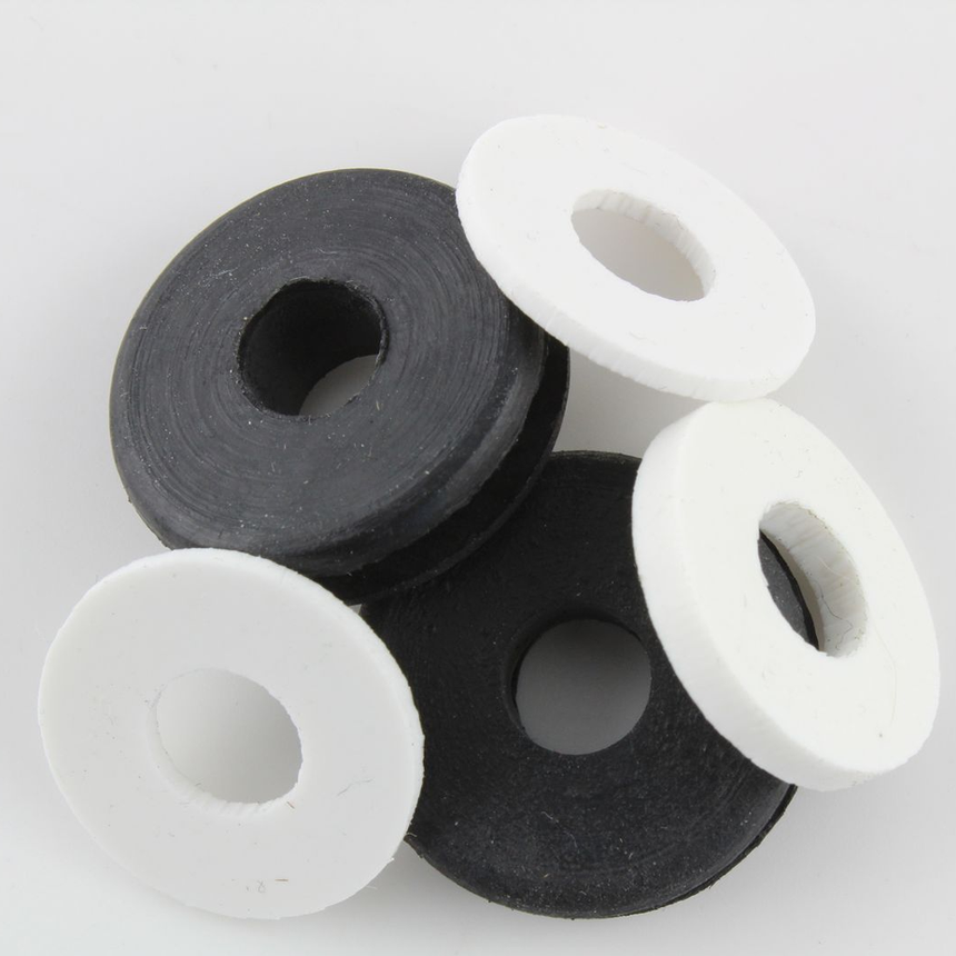 A selection of rubber and Silicon Dampners on a white background, for lock bumping - closer still