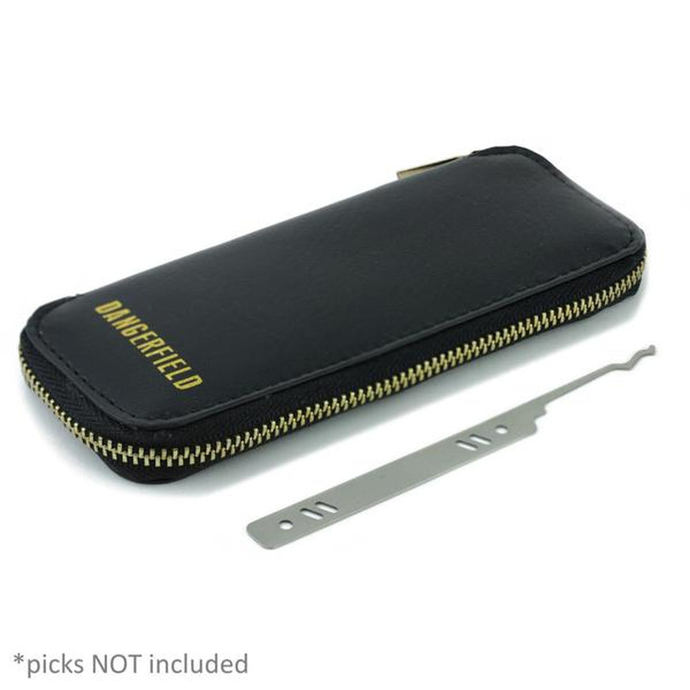 Dangerfield lock pick case angled with sample pick
