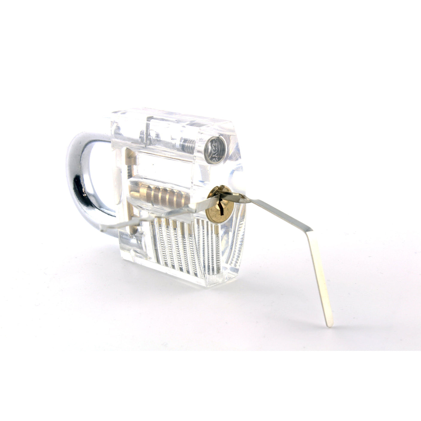 SOHO slimline rake working inside a clear padlock