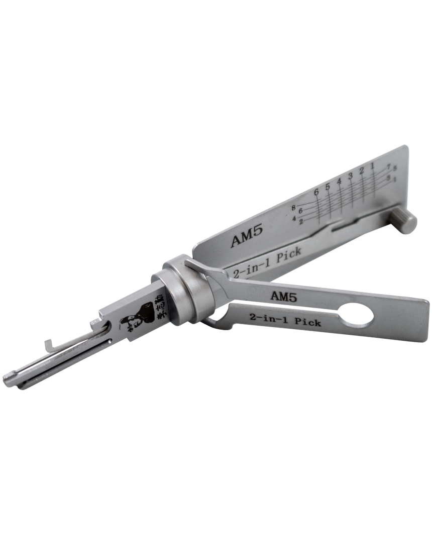 LISHI American AM5 (and AM3, AM7) 2 in 1 Lock Pick + Decoder - top diagonal