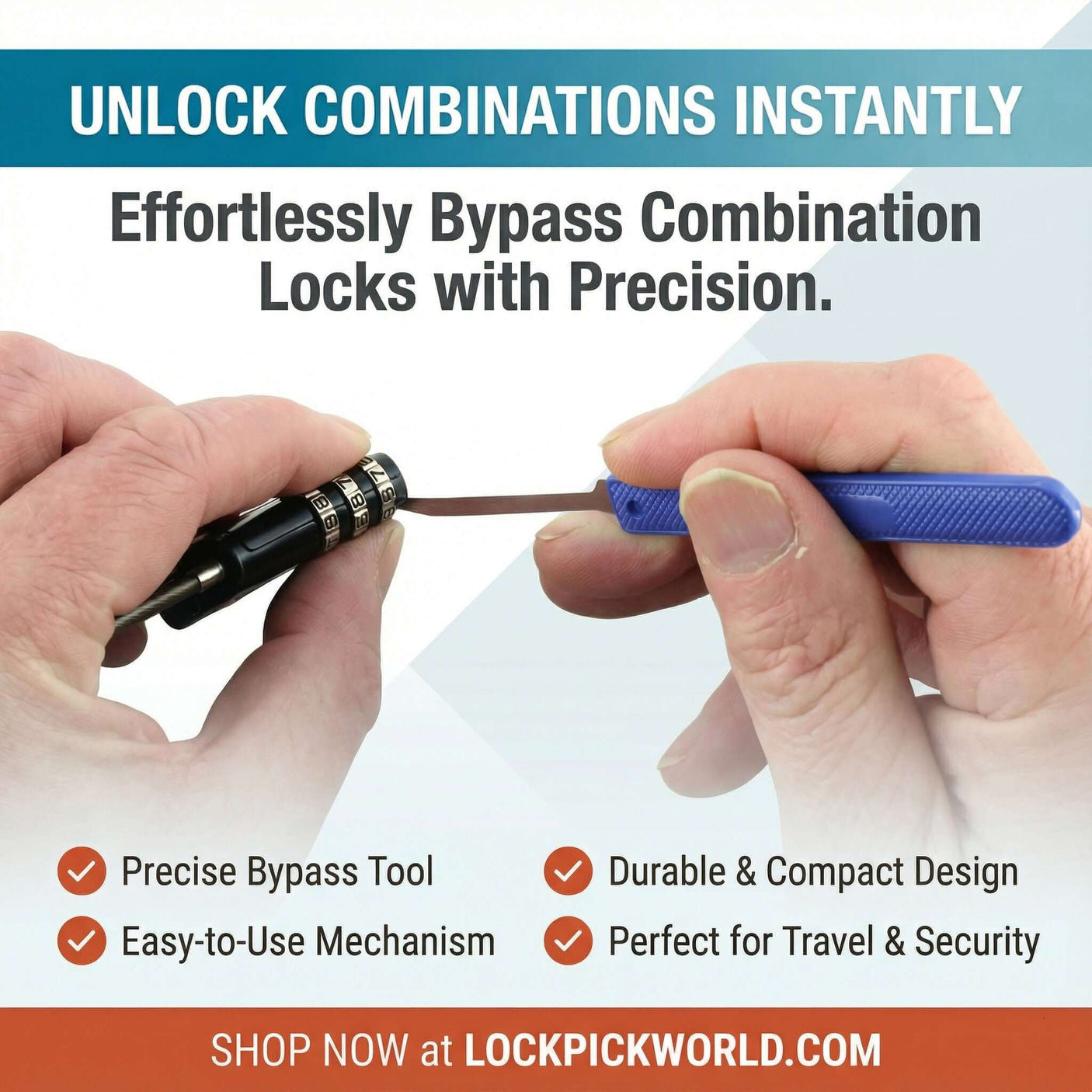 Combination Lock Picks, Bypass Mini-Knife Set (2)