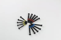 Colour-coded Lokko extraction screws arranged in a circle on a pale studio background