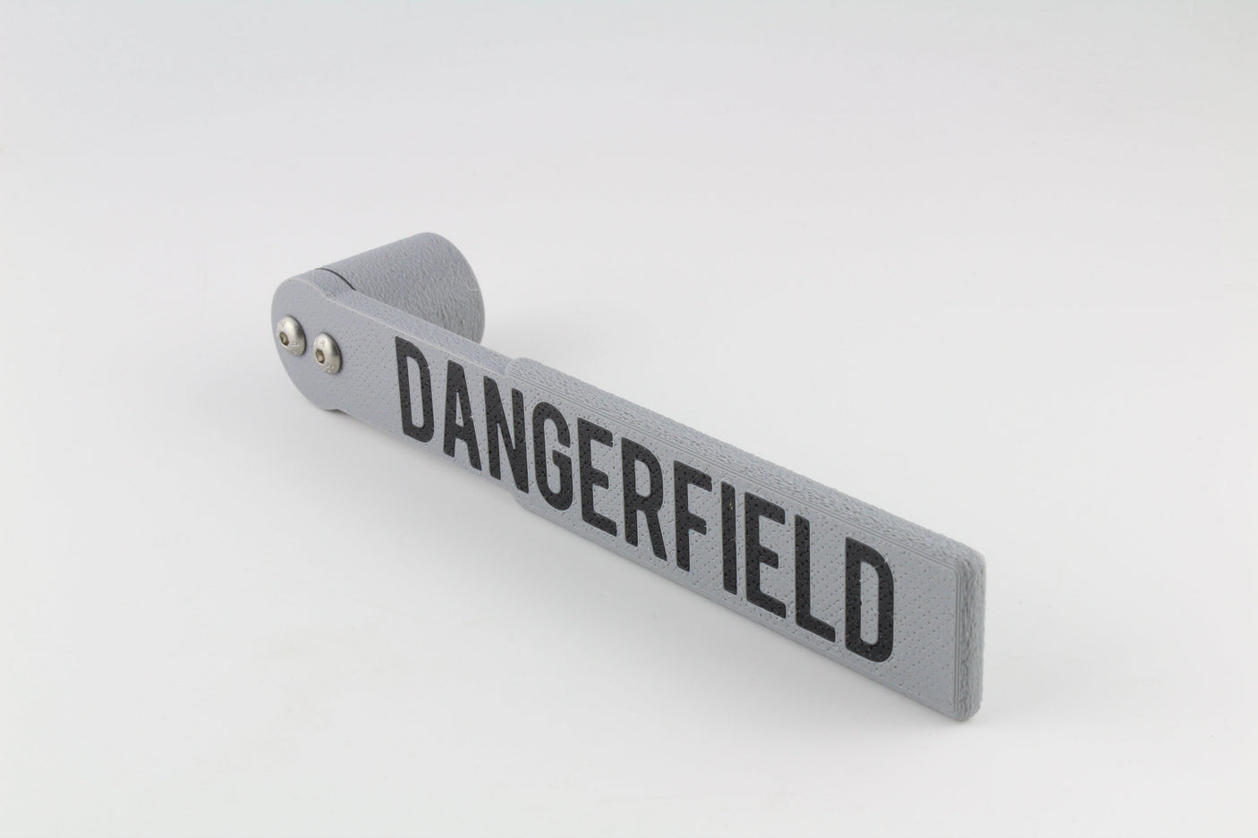 Dangerfield Bump Hammer from the rear, head fastened to the flat handle with visible bolts