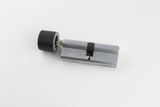 Bump key fitted with the rubber dampener inserted into a euro profile cylinder lock, ready to be struck