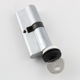 A lock with a key and two Dampeners in, on a white background