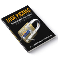 Lock Picking - The Beginners Visual Guide book cover featuring a padlock and lock picking tools.