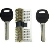 Clear dimple practice cylinder showing pin chambers