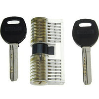 Clear dimple practice cylinder showing pin chambers