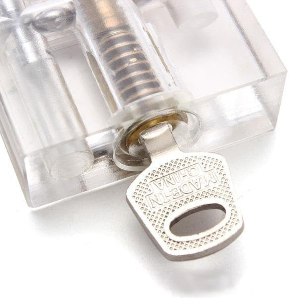 Clear disc detainer practice padlock with key
