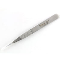 Dangerfield lock repinning tweezers with grooved gripping tips, angled view