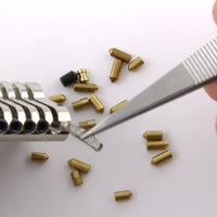 Dangerfield repinning tweezers lifting a small lock spring during pinning