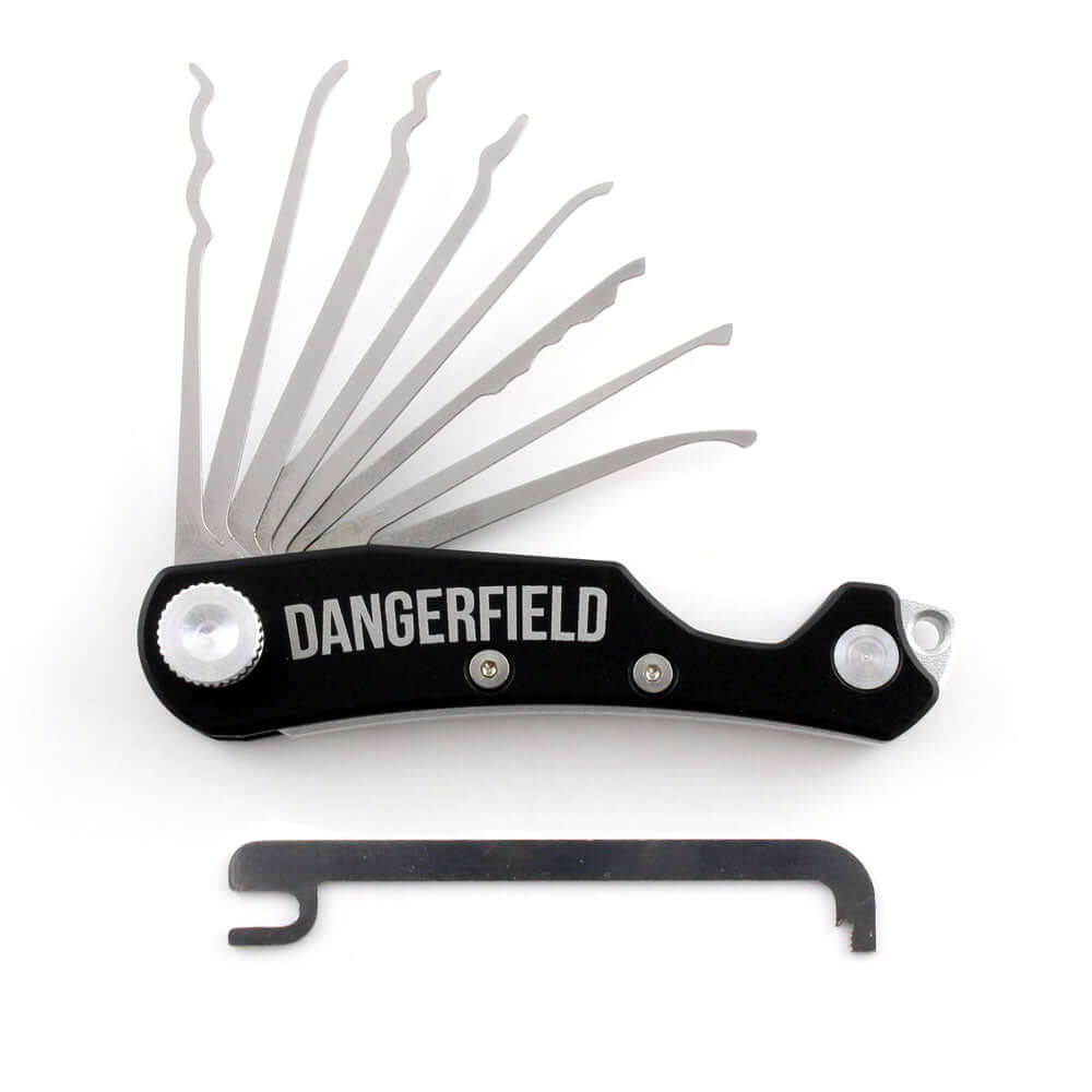 Dangerfield Skeleton EDC multitool with its picks fanned out