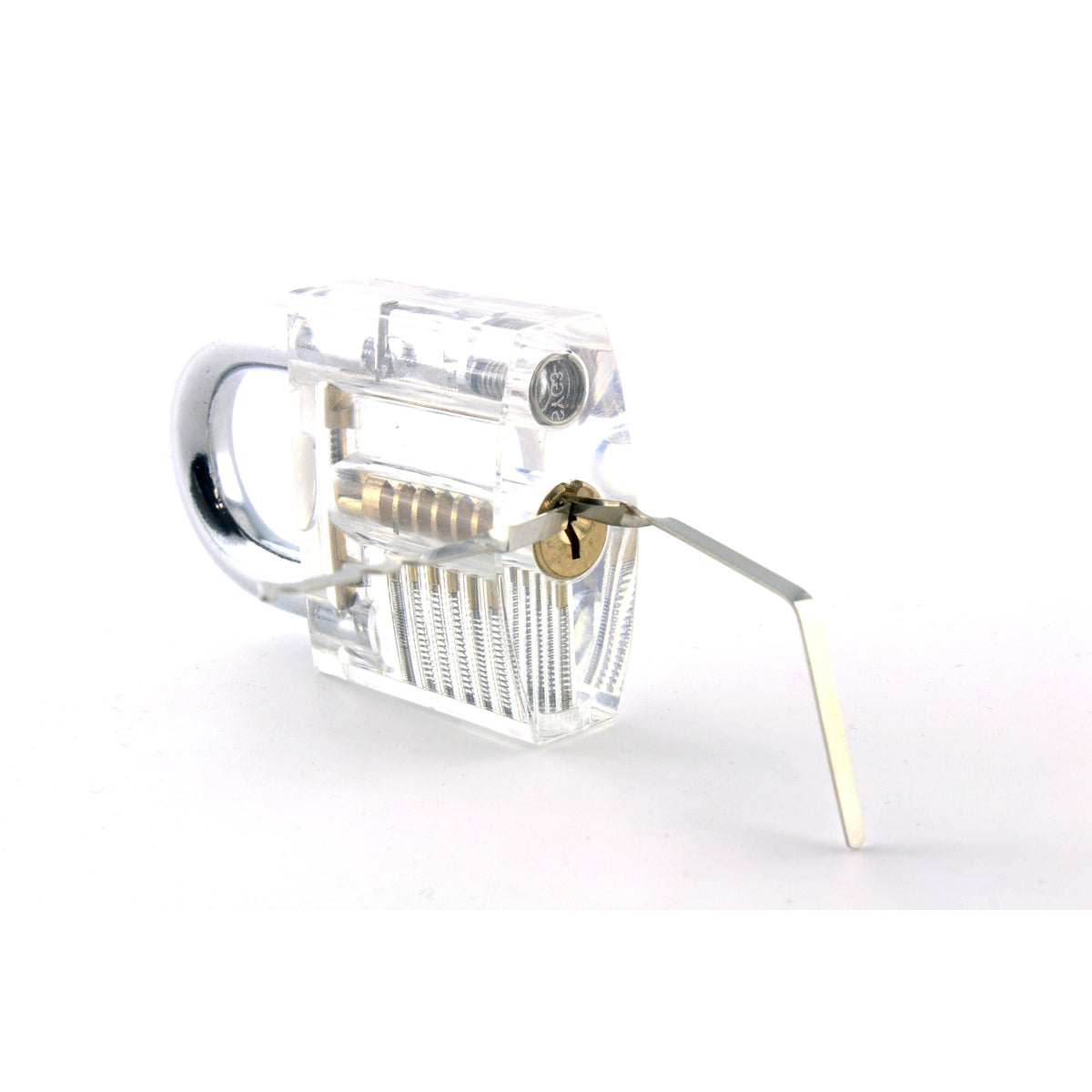 SOHO slimline rake working inside a clear padlock