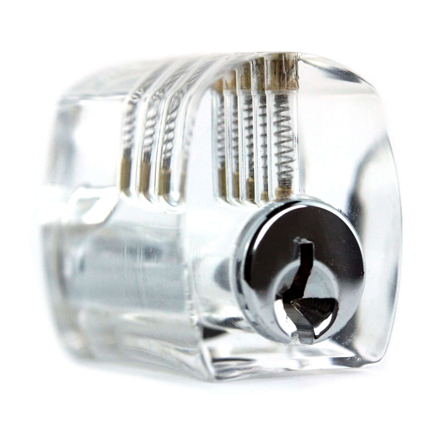 Clear acrylic practice lock face view