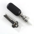 Lokko 7-pin tubular lock pick with textured grip handle beside its numbered decoder key and hex adjustment key in a pouch