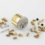 Mortise practice lock with standard, spool and serrated pins, springs and stoppers