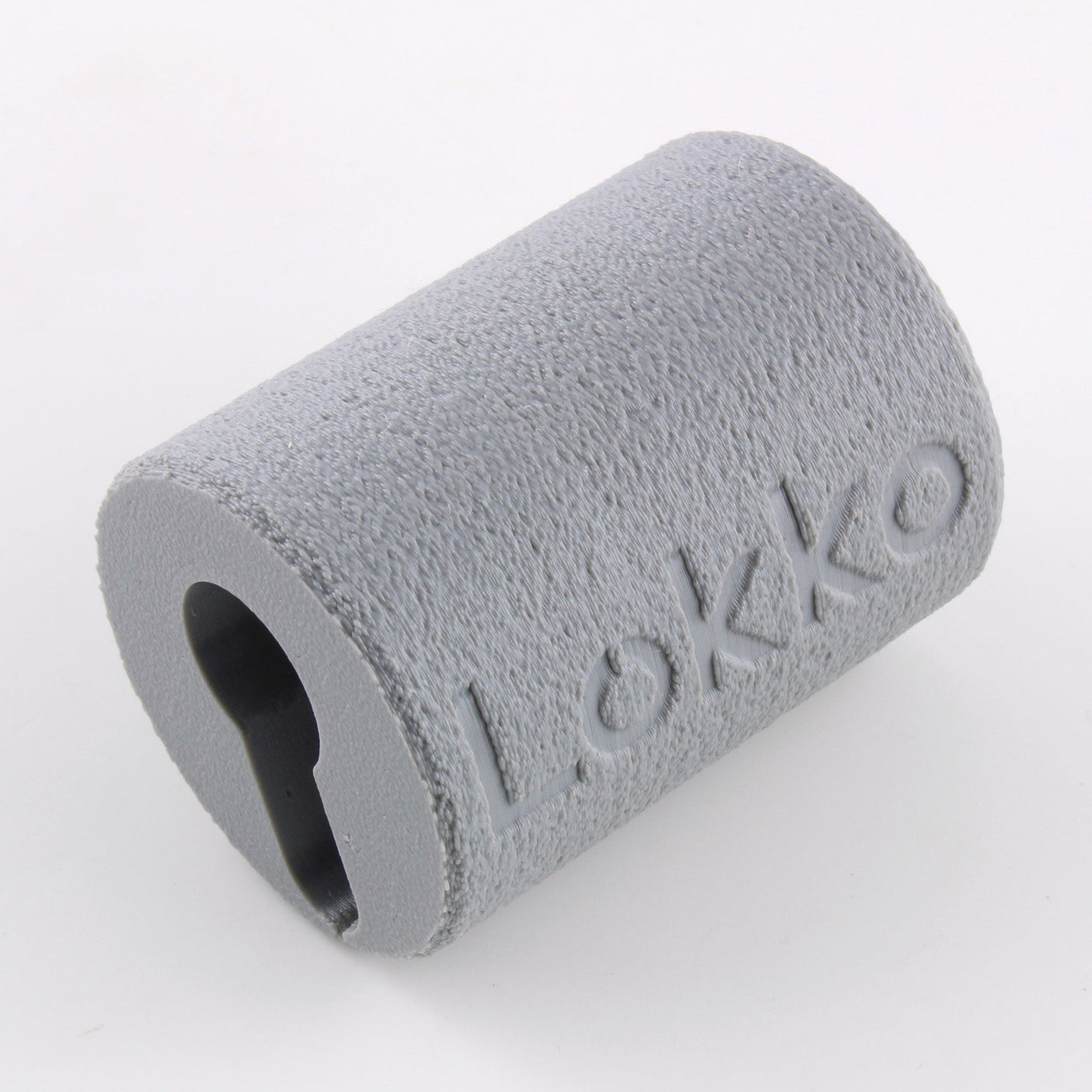 Grey textured Lokko euro cylinder hand support with a euro profile shaped socket and embossed LOKKO branding