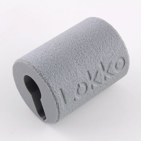 Grey textured Lokko euro cylinder hand support with a euro profile shaped socket and embossed LOKKO branding
