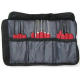 HUK Red Tiger dimple pick set in roll case