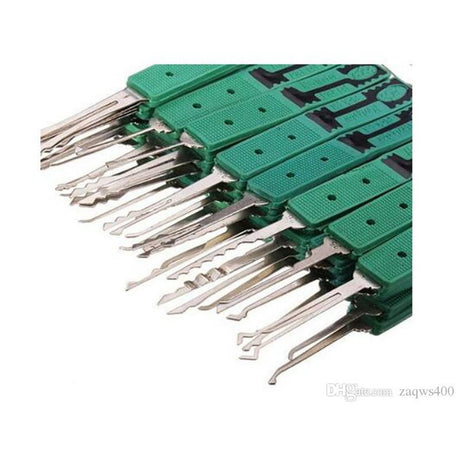KLOM 32 piece pick set laid out with handled tools