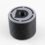 Professional Bump Assist Tool, black rubber bump key dampener with a grey moulded cap, threaded hole and Dangerfield D logo, top view