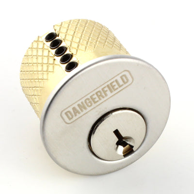 Close-up angle of Dangerfield Mortise practice lock showing quality construction
