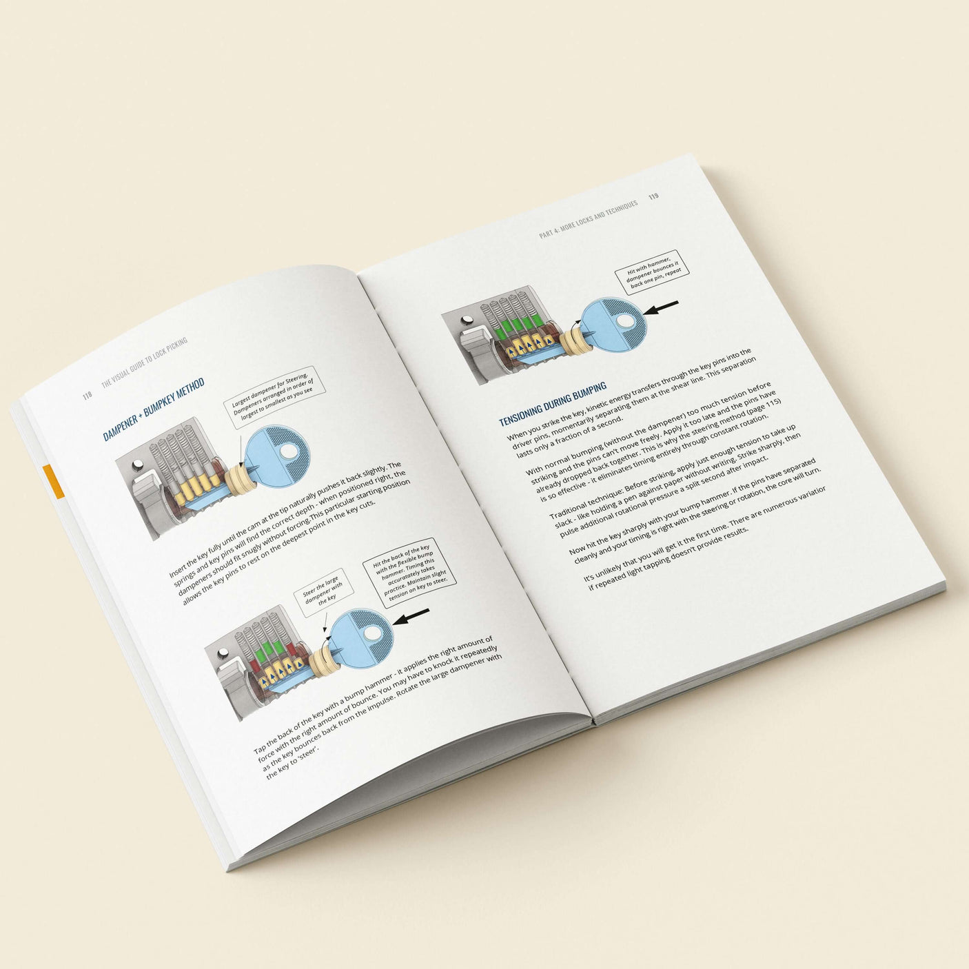 Lock Picking illustrated guide showing step-by-step visuals for understanding lock mechanisms.