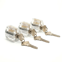Dangerfield Eureka three clear progressive practice locks with keys
