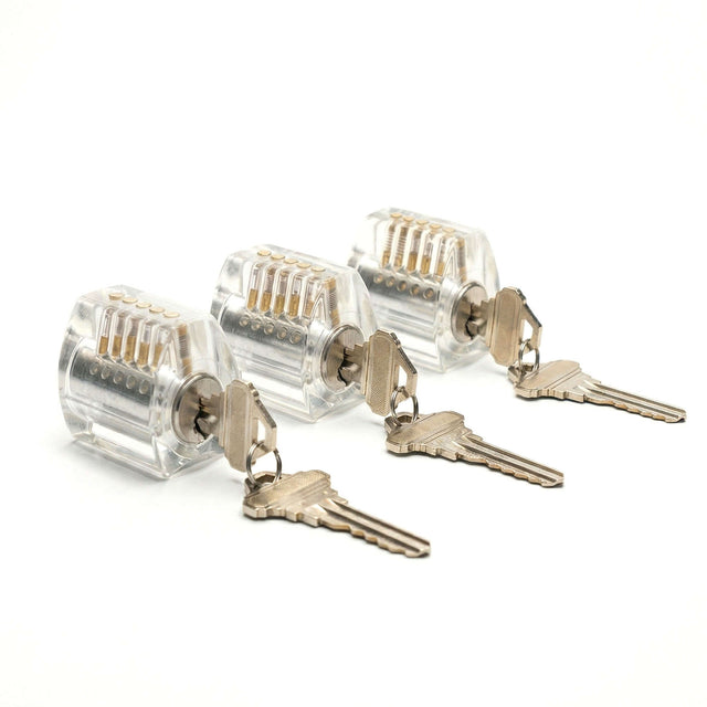 Dangerfield Eureka three clear progressive practice locks with keys