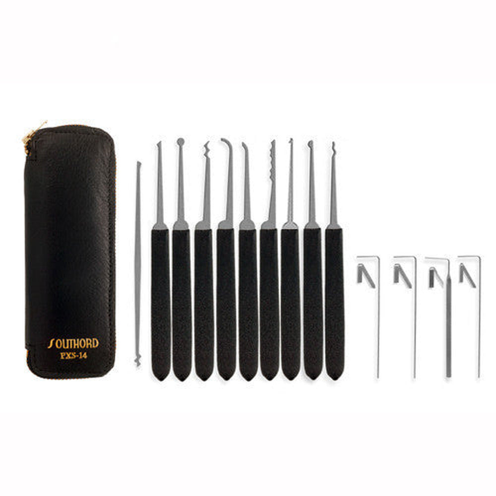 SouthOrd PXS-14 Beginners Lock Pick Set with Black Handles and Leather Wallet PXS 14 NEW x