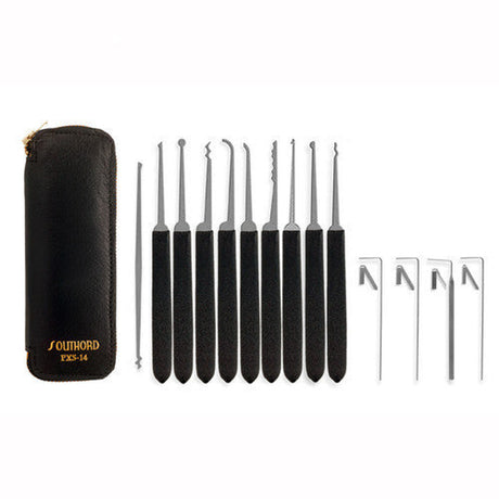 SouthOrd PXS-14 Beginners Lock Pick Set with Black Handles and Leather Wallet PXS 14 NEW x