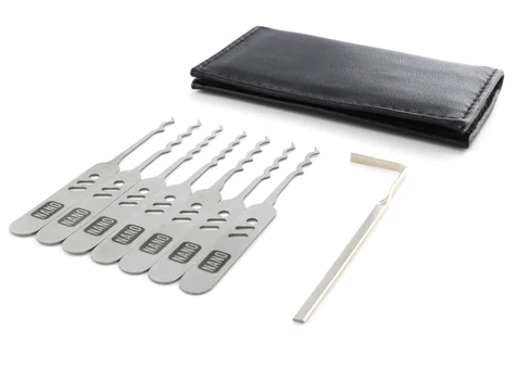 Dangerfield Nano SLIMLINE Lock Pick Rake set Covert EDC + Leather wall