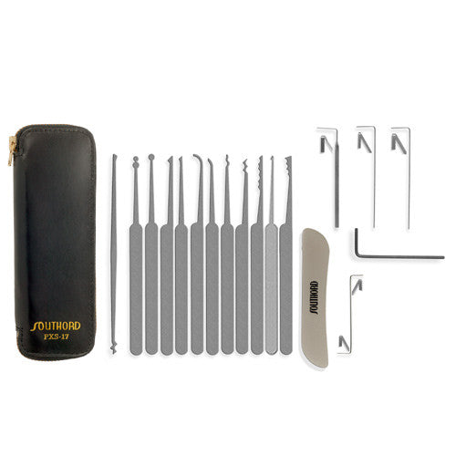 SouthOrd PXS-17 Complete Lock Pick Set - Picks, Handle, Wrenches, Leat